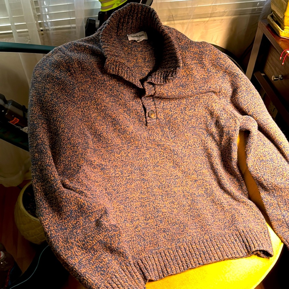 Goodfellow & Co Shaw knit sweater Navy and Orange